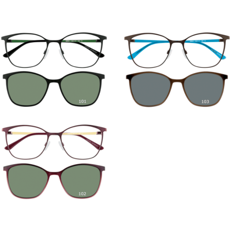 VISTAN Brille mit Clip 2896-1 schwarz metallic mit grün matt