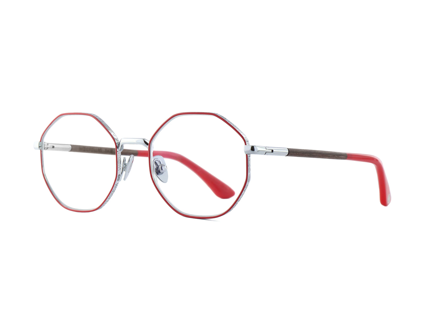 Woodfellas Brillenfassung Ease 11087 Curledholz Silber Rot
