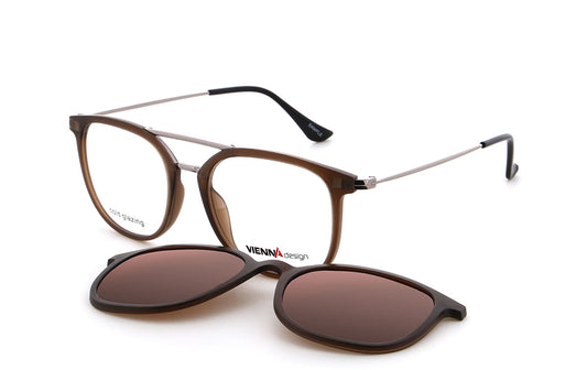 Vienna Design Brille mit Clip UN817-03 braun silber