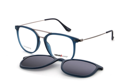 Vienna Design Brille mit Clip UN817-02 blau silber