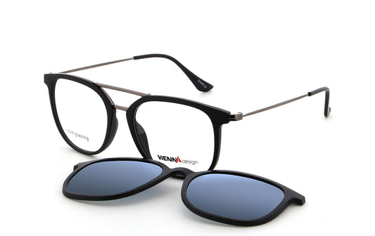 Vienna Design Brille mit Clip UN817-01 schwarz silber