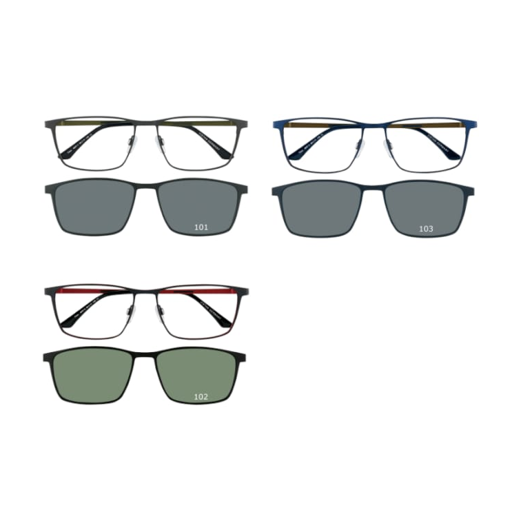 VISTAN Brille Titan mit Clip 4607-3 dunkelblau auf braun metallic