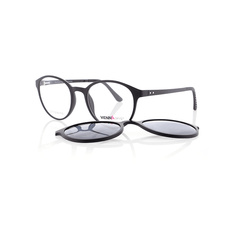 Vienna Design Brille mit Clip UN767-1 schwarz matt