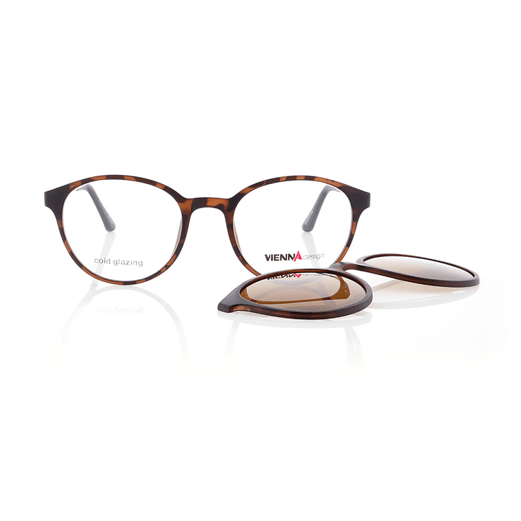 Vienna Design Brille mit Clip UN767-2 braun havanna matt