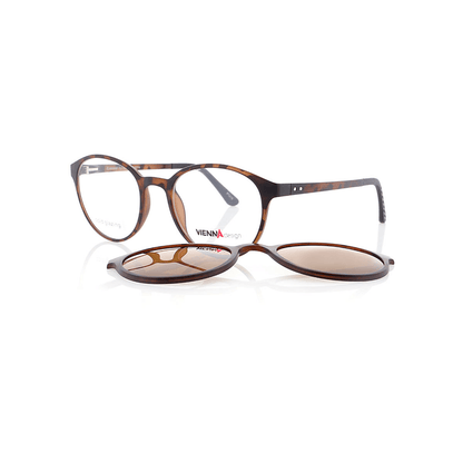 Vienna Design Brille mit Clip UN767-2 braun havanna matt