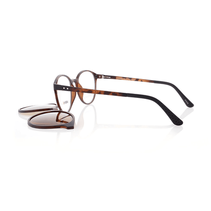 Vienna Design Brille mit Clip UN767-2 braun havanna matt