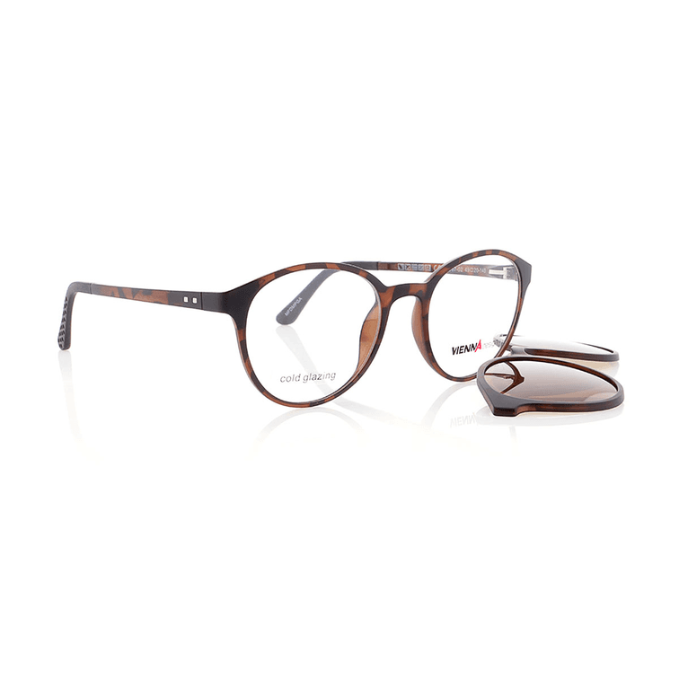 Vienna Design Brille mit Clip UN767-2 braun havanna matt