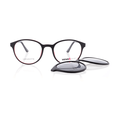 Vienna Design Brille mit Clip UN767-3 schwarz rot matt