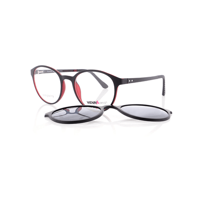 Vienna Design Brille mit Clip UN767-3 schwarz rot matt