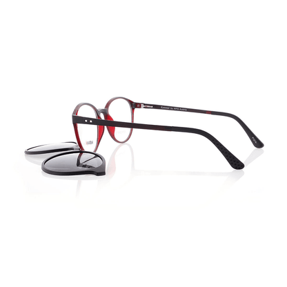 Vienna Design Brille mit Clip UN767-3 schwarz rot matt