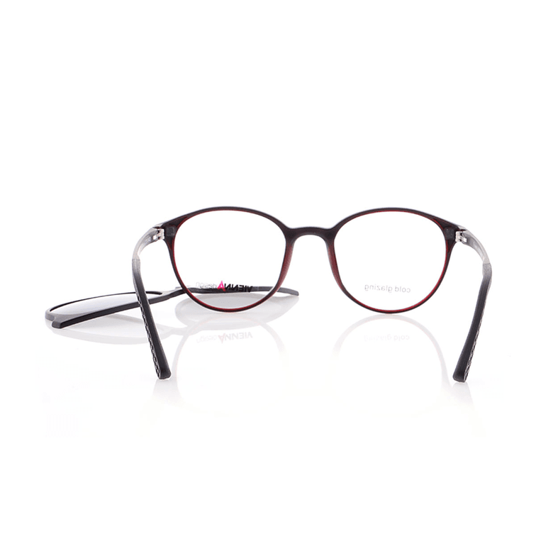 Vienna Design Brille mit Clip UN767-3 schwarz rot matt