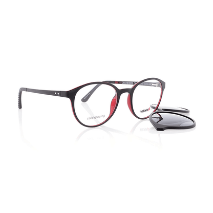 Vienna Design Brille mit Clip UN767-3 schwarz rot matt