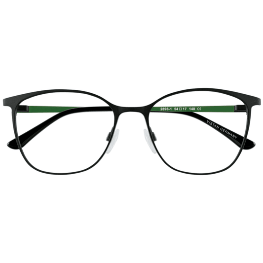 VISTAN Brille mit Clip 2896-1 schwarz metallic mit grün matt