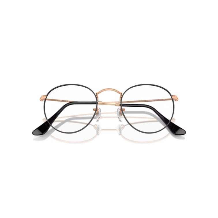 Ray Ban Brille Round Metal 0RX3447V 3173 roségold mit schwarz