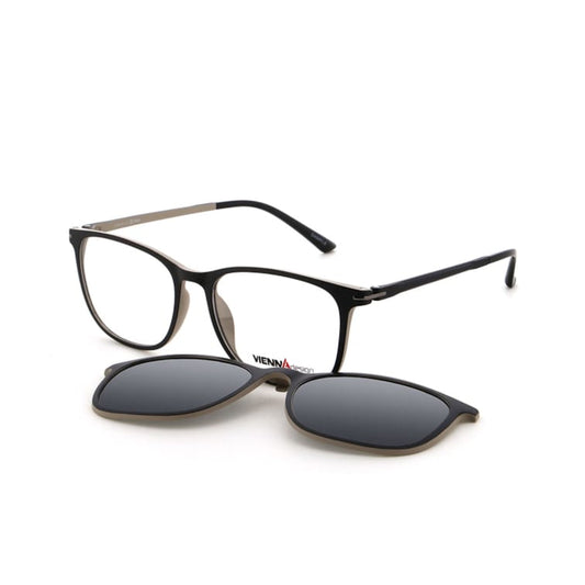 Vienna Design Brille mit Clip UN818-01 schwarz matt grau