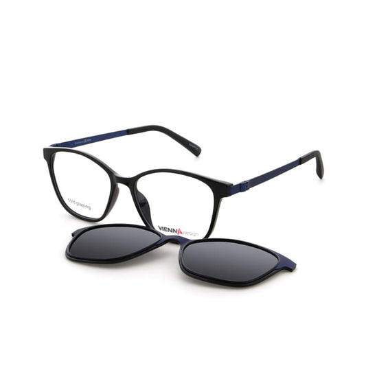 Vienna Design Brille mit Clip UN820-01 dunkelblau matt