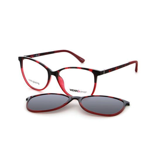 Vienna Design Brille mit Clip UN815-02 schwarz rot gemustert