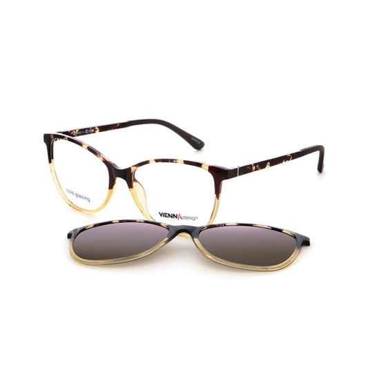 Vienna Design Brille mit Clip UN815-03 braun gemustert