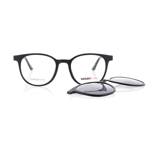 Vienna Design Brille mit Clip UN770-01 schwarz matt