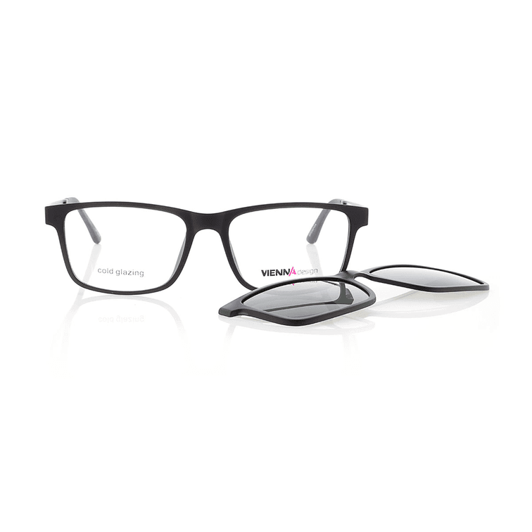 Vienna Design Brille mit Clip UN766-3 schwarz-grau