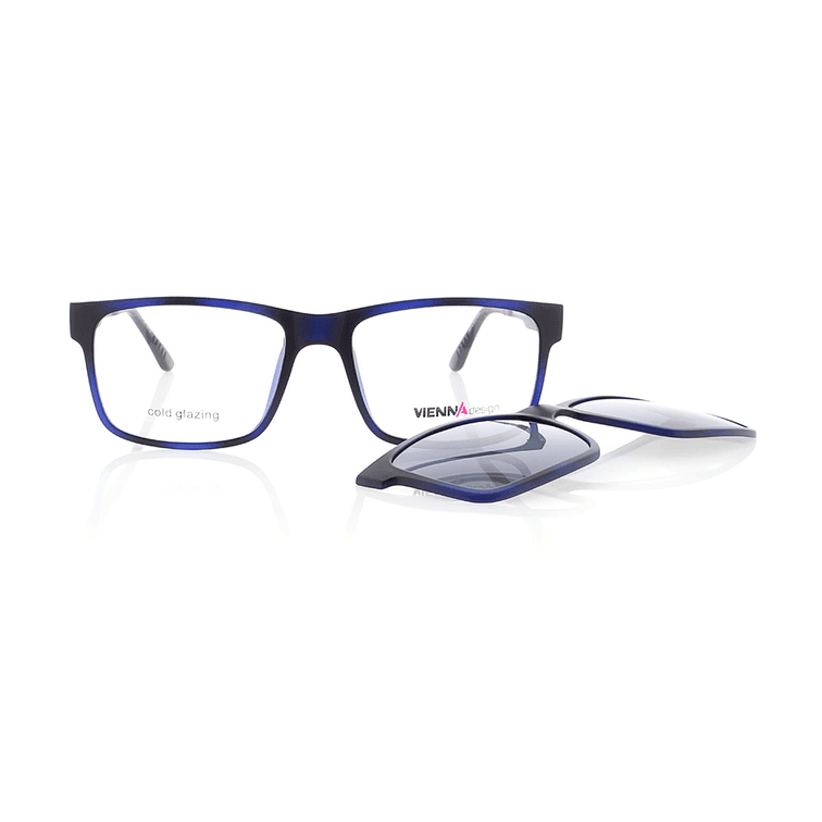 Vienna Design Brille mit Clip UN763-03 blau havanna schwarz