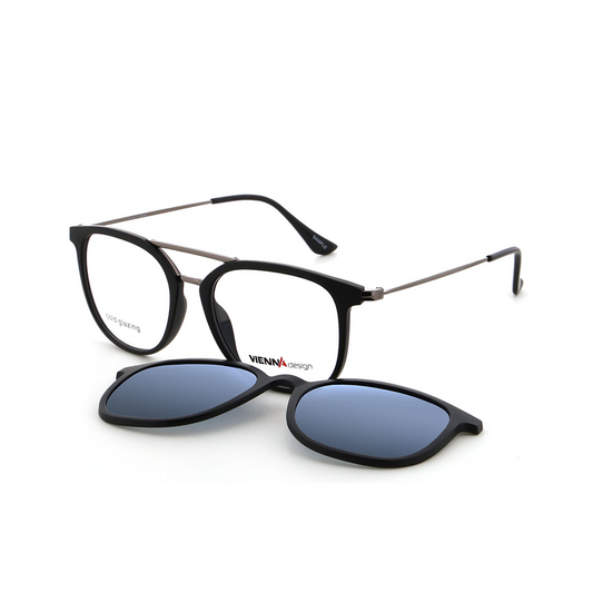 Vienna Design Brille mit Clip UN817-01 schwarz silber