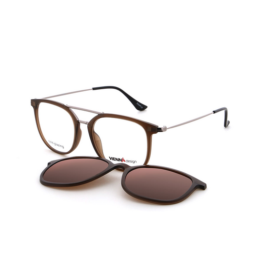 Vienna Design Brille mit Clip UN817-03 braun silber