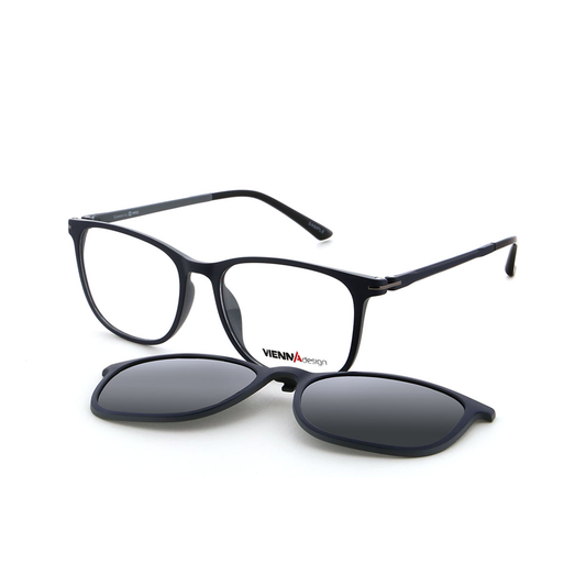 Vienna Design Brille mit Clip UN818-02 dunkelblau matt grau