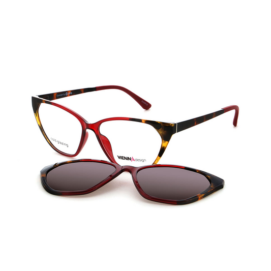 Vienna Design Brille mit Clip UN816-01 rot braun gemustert