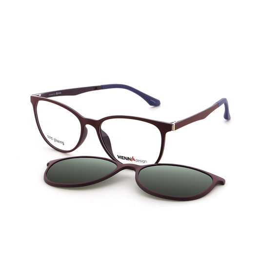 Vienna Design Brille mit Clip UN819-02 rot matt