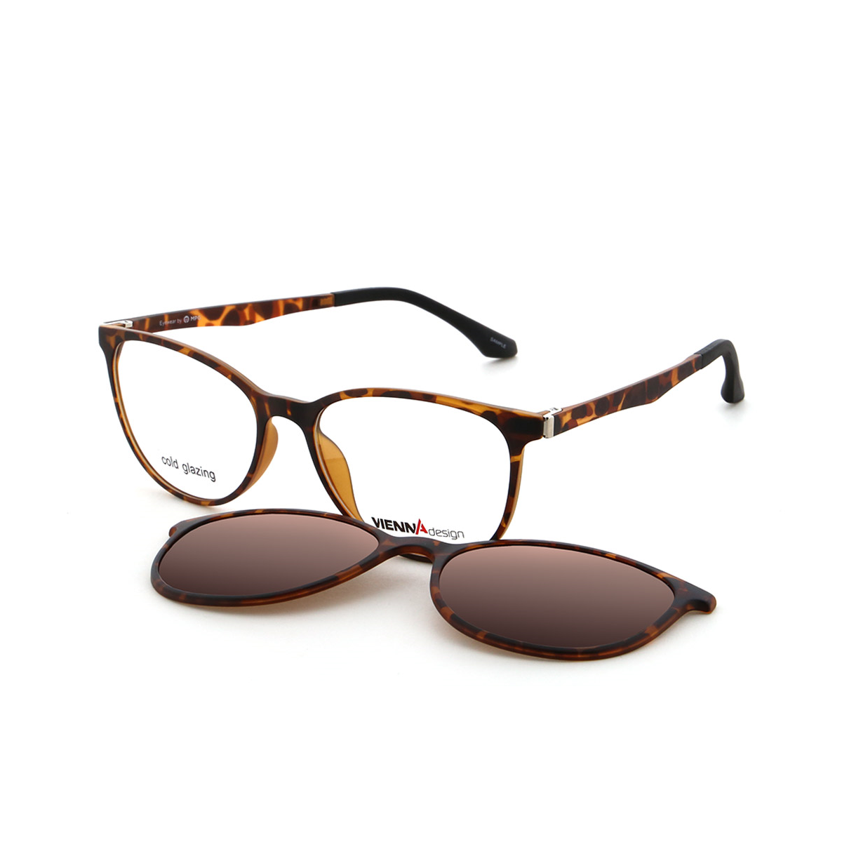 Vienna Design Brille mit Clip UN819-03 havanna matt