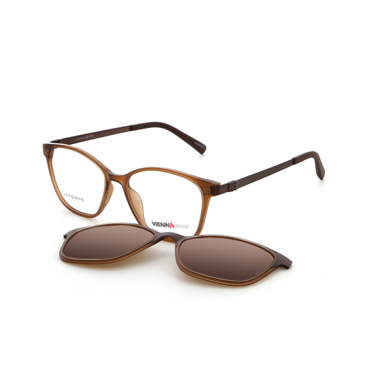 Vienna Design Brille mit Clip UN820-02 braun matt