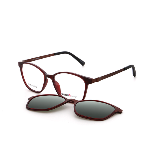 Vienna Design Brille mit Clip UN820-03 rot matt