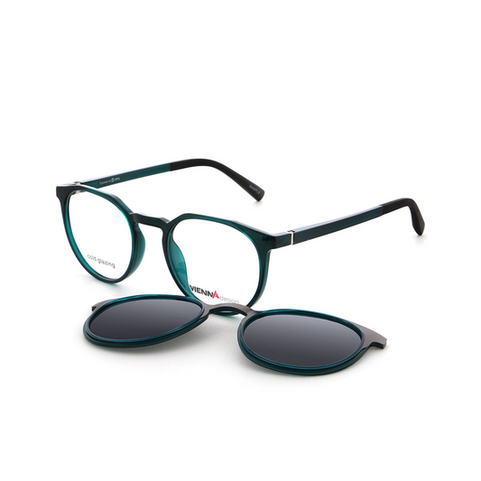 Vienna Design Brille mit Clip UN821-01 dunkelgrün matt