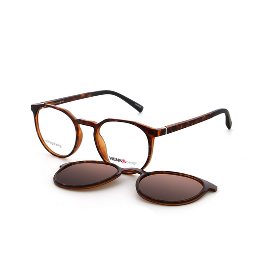 Vienna Design Brille mit Clip UN821-02 braun havanna matt