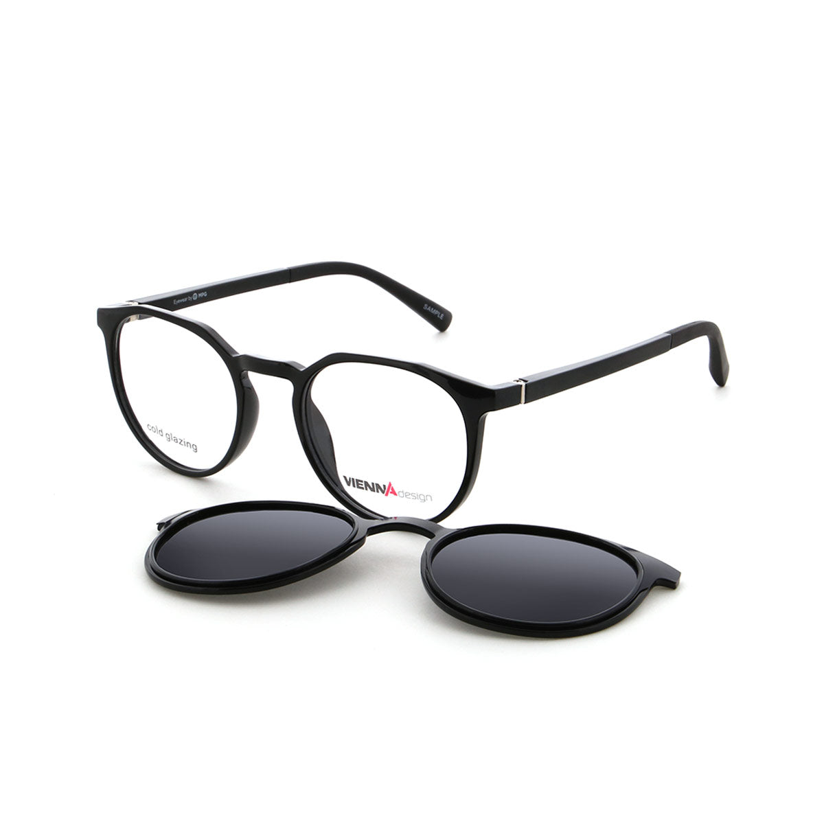 Vienna Design Brille mit Clip UN821-03 schwarz matt