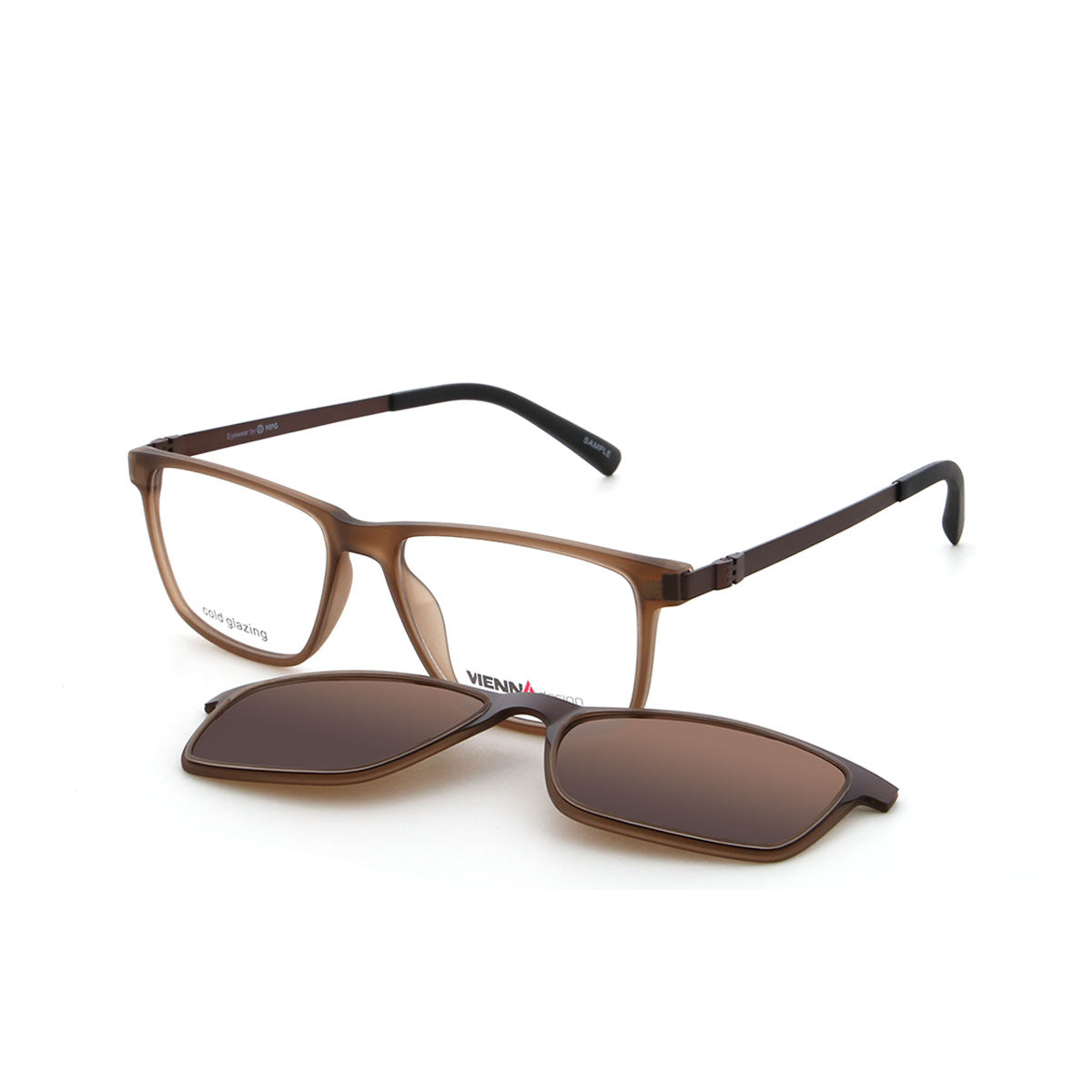 Vienna Design Brille mit Clip UN822-02 braun matt