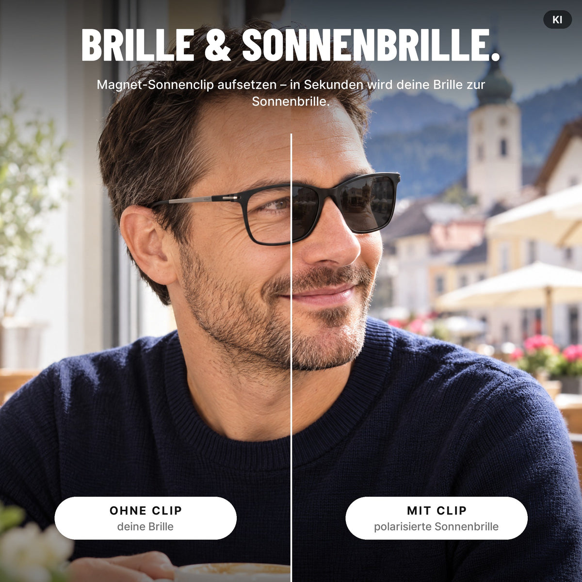 Vienna Design Brille mit Clip UN818-01 schwarz matt grau