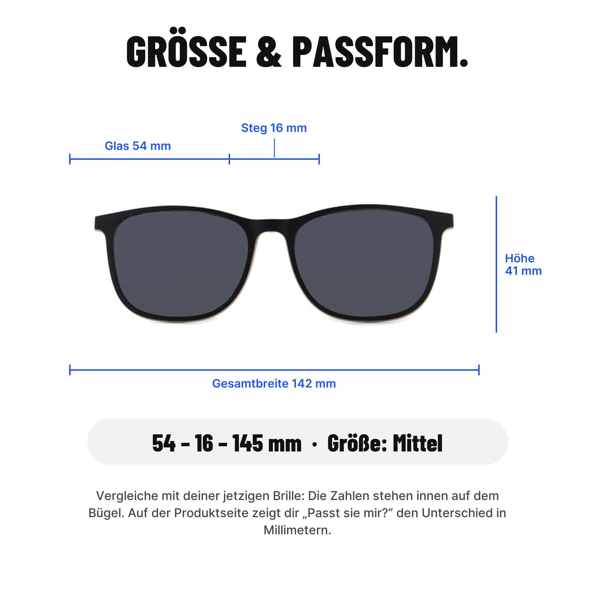 Vienna Design Brille mit Clip UN818-01 schwarz matt grau